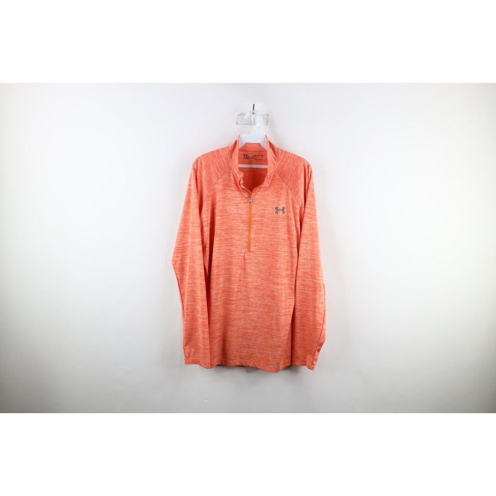 Under Armour Womens 2XL XXL Loose Fit HeatGear Half Zip Pullover Top Orange